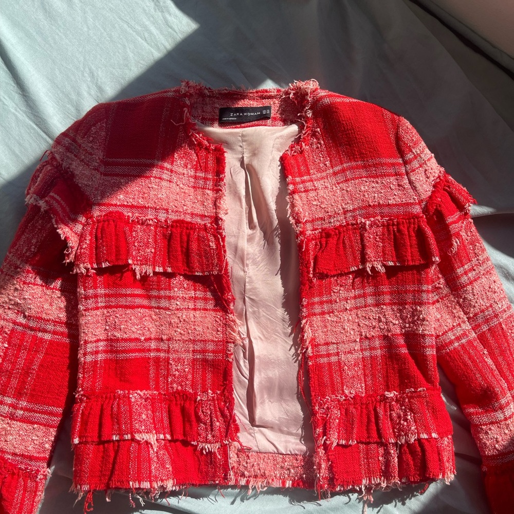 ZARA Distressed Tweed Jacket